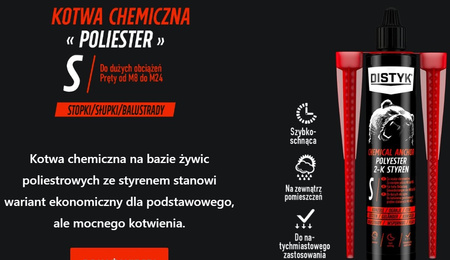 KOTWA CHEMICZNA POLIESTER S -stopki, balustrady, słupki