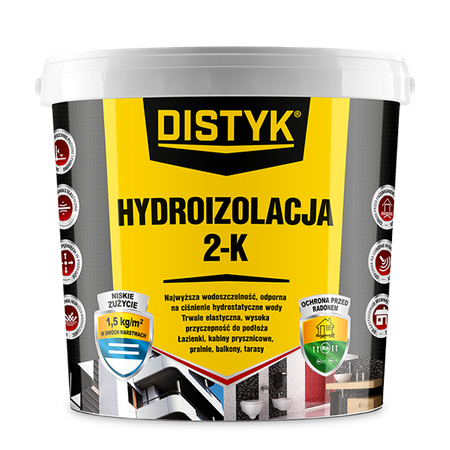 Hydroizolacja elastyczna na zewnątrz i do wewnątrz Distyk 7kg (ok. 5m2) DISTYK 2-K
