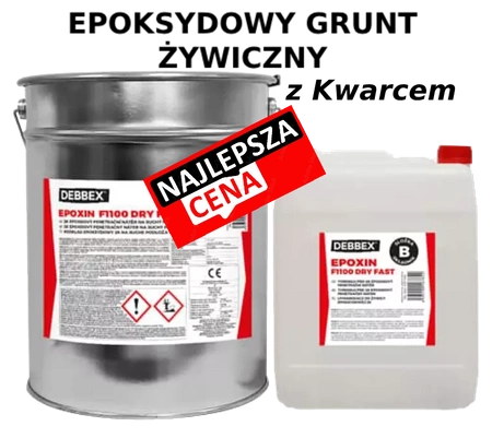 Grunt z Kwarcem Epoksydowy Podkład żywiczny na suche podłoża 10kg (ok. 33m2) EPOXIN F1000P