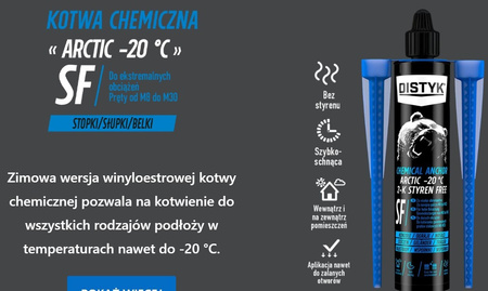 Zimowa KOTWA CHEMICZNA ARCTIC -20 - stopki, belki, słupki