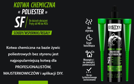Kotwa Chemiczna POLIESTER SF -schody, wsporniki, regały