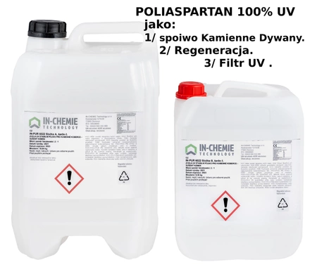 Żywica 100%UV na kamienny dywan, regeneracja i filtr Poliaspartan - 28 kg