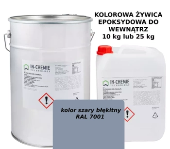 Kolorowa żywica samopoziomująca epoksydowa do wewnątrz 10kg  (ok. 20m2) IN-EPOX 2030 RAL7001