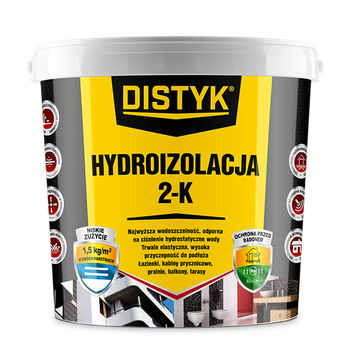 Hydroizolacja elastyczna na zewnątrz i do wewnątrz 21kg (ok. 14m2) DISTYK 2-K